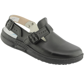 Awc 19500-02-66 Clogs Sandale Küche Berufsschuhe ohne Stahlkappe schwarz Leder Größe 36 - 47